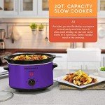 Elite Gourmet MST-275XP Electric Oval Slow Cooker, 2Qt Capacity, Purple
