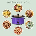 Elite Gourmet MST-275XP Electric Oval Slow Cooker, 2Qt Capacity, Purple