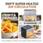 Elite Gourmet EAF0852SS 8.5Qt. Capacity Air Fryer Oven, Air Fry, Broil, Toast, Bake & Broil with Convection, Time and Temperature Controls, 800-Watts, Includes 25 Delicious Recipes, Stainless Steel