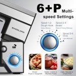 BAIGELONG 6+P Speeds Stand Mixer, 4.2QT Small Food Mixer with Stainless Steel Bowl, Dough Hook, Beater, Whisk & Scraper, Electric Kitchen Mixer Dough Mixer for Baking, Most Home Cooks, Silver