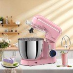Honinst Stand Mixer, 6.5QT 10-Speed Tilt-Head Electric Stand Mixer, 3-In-1 Kitchen Mixer with Bowl, Dough Hook, Whisk and Beater, Food Mixer for Baking, Cake and Most Home Cooks, Pink