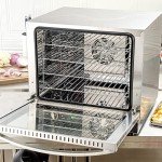 Restaurantware Hi Tek Half Size Convection Oven 1 Countertop Electric Oven - 2.3 Cu. Ft. 208/240V Stainless Steel Commercial Convection Oven 2800W 4 Racks Included