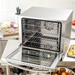 Restaurantware Hi Tek Half Size Convection Oven 1 Countertop Electric Oven - 2.3 Cu. Ft. 208/240V Stainless Steel Commercial Convection Oven 2800W 4 Racks Included