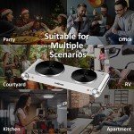 CUSIMAX Hot Plate, Electric Double Burner, 1800W Cast Iron Countertop Cooktop, Portable for Cooking, Compatible for All Cookwares, Easy Clean, Upgraded Version