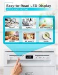 BLACK+DECKER 18” Portable Dishwasher, Compact Dish Washer with 8-Place Setting Capacity, Stainless Steel Tub, 6 Wash Programs, Worktop Space, Mobile Dishwasher with Casters, Faucet Connect, White