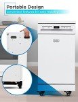 BLACK+DECKER 18” Portable Dishwasher, Compact Dish Washer with 8-Place Setting Capacity, Stainless Steel Tub, 6 Wash Programs, Worktop Space, Mobile Dishwasher with Casters, Faucet Connect, White