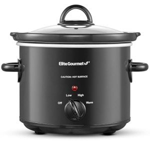 Elite Gourmet MST-350B Electric Slow Cooker, Adjustable Temp, Entrees, Sauces, Stews & Dips, Dishwasher Safe Glass Lid & Crock (3 Quart, Black)
