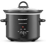 Elite Gourmet MST-350B Electric Slow Cooker, Adjustable Temp, Entrees, Sauces, Stews & Dips, Dishwasher Safe Glass Lid & Crock (3 Quart, Black)