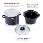 Elite Gourmet MST-350B Electric Slow Cooker, Adjustable Temp, Entrees, Sauces, Stews & Dips, Dishwasher Safe Glass Lid & Crock (3 Quart, Black)