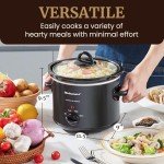 Elite Gourmet MST-350B Electric Slow Cooker, Adjustable Temp, Entrees, Sauces, Stews & Dips, Dishwasher Safe Glass Lid & Crock (3 Quart, Black)