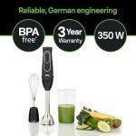 Braun MultiQuick 5 Immersion Hand Blender with Dual Speed + Turbo and Patented Technology, 350W - Includes Beaker and Whisk, Black, MQ505
