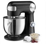 Cuisinart Stand Mixer, 12 Speed, 5.5 Quart Stainless Steel Bowl, Chef’s Whisk, Mixing Paddle, Dough Hook, Splash Guard w/ Pour Spout, Onyx, SM-50BK, Manual