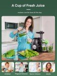 Juicer Machines, HOUSNAT Professional Celery Slow Masticating Juicer Extractor Easy to Clean, Cold Press Juicer with Quiet Motor and Reverse Function for Fruit & Vegetable, Brushes & Recipes Included