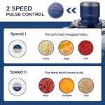 La Reveuse Food Processor,Electric Food Chopper with 7-Cup (1.7L) Glass Bowl, 4 Bi-Level Blades for Chopping,Grinding,Mincing,Whisking,Meal Prep,300W,Blue