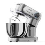 GEFT Stand Mixer, 3.5QT+6QT Two Bowls Kitchen Electric Mixer, 600W 6+P speed Tilt-Head Food Mixer with Stainless Steel Bowl, Dishwasher-Safe Dough Hook, Flat Beater, Wire Whisk, Splash Guard, Grey