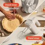 bella 3.5 qt Hand & Stand Mixer, 2 in 1 Multifunctional Kitchen Gadget, Space-saving Design & Double Dishwasher-Safe Bowls, Perfect for Dough and Batter, 200 Watt, Oatmilk