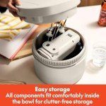 bella 3.5 qt Hand & Stand Mixer, 2 in 1 Multifunctional Kitchen Gadget, Space-saving Design & Double Dishwasher-Safe Bowls, Perfect for Dough and Batter, 200 Watt, Oatmilk