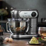 GEFT Stand Mixer, 3.5QT+6QT Two Bowls Kitchen Electric Mixer, 600W 6+P speed Tilt-Head Food Mixer with Stainless Steel Bowl, Dishwasher-Safe Dough Hook, Flat Beater, Wire Whisk, Splash Guard, Grey