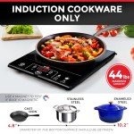 Mueller RapidTherm Portable Induction Cooktop, 1800W Hot Plate Electric Stove Top Burner. 8 Temp Levels, Auto-Off & Pot Detection, LED Display, Child Lock, 4 Programs, Burners for Cooking