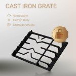 TOPWISH 36" Built-in Gas Cooktop, 5 ITALY SABAF Sealed Burners Gas Rangetop 41,800BTU, NG/LPG Convertible, Stainless Steel Burner Gas Stovetop with Thermocouple Protection,120V AC. (36 inch)