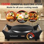 Hot Plate, Techwood Electric Stove for Cooking, 1500W Countertop Single Burner with Adjustable Temperature & Dual Handles, 7.5” Cooktop for RV/Home/Camp, Compatible for All Cookwares Upgraded Version