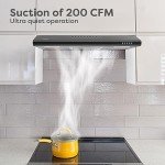 CIARRA Black Range Hood 30 inch Under Cabinet Ductless Range Hood Vent for Kitchen with Anti-fingerprint Design, 3 Speed Exhaust Fan
