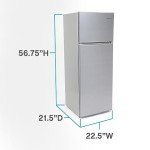 West Bend WBRT73S Apartment Refrigerator Freestanding Slim Design Full Fridge with Top Freezer for Condo, House, Small Kitchen Use, 7.4 cu.ft, Metallic