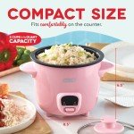 DASH Mini Rice Cooker Steamer with Removable Nonstick Pot, Keep Warm Function & Recipe Guide, Half Quart, for Soups, Stews, Grains & Oatmeal - Pink