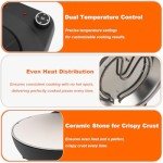 YIBAKE Indoor Pizza Oven- 12’’ Electric Pizza Maker with Dual Temperature Control, Heats up to 800°F, Heat-Insulated Countertop Pizza Oven with Ceramic Baking Stone, Crispy Crust Pizzas in Minutes