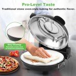 YIBAKE Indoor Pizza Oven- 12’’ Electric Pizza Maker with Dual Temperature Control, Heats up to 800°F, Heat-Insulated Countertop Pizza Oven with Ceramic Baking Stone, Crispy Crust Pizzas in Minutes
