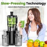 Cold Press Juicer, Amumu Slow Masticating Machines with 5.4" Extra Large Feed Chute Fit Whole Fruits & Vegetables Easy Clean Self Feeding Effortless for Batch Juicing, High Juice Yield, BPA Free 250W