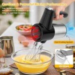 Cordless Hand Mixer, Digital Display 7 Speed Rechargeable Electric Mixer Handheld with 6 Stainless Steel Attachments Whisks Beaters Dough Hooks & Storage Base, Kitchen Blender for Baking, Eggs, Cakes