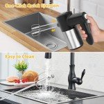 Cordless Hand Mixer, Digital Display 7 Speed Rechargeable Electric Mixer Handheld with 6 Stainless Steel Attachments Whisks Beaters Dough Hooks & Storage Base, Kitchen Blender for Baking, Eggs, Cakes