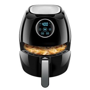 CHEFMAN Large Air Fryer 6.5 Qt XL, Healthy Cooking, User Friendly, Nonstick, Digital Touch Screen with 4 Cooking Functions w/ 60 Minute Timer & Auto Shut Off, BPA-Free, Dishwasher Safe Basket, Black