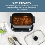 West Bend 87905 Slow Cooker Large Capacity Non-stick Vessel with Variable Temperature Control Includes Travel Lid and Thermal Carrying Case, 5-Quart, Silver
