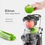 SiFENE Cold Press Juicer Machines, Big Mouth 83mm Opening Whole Slow Masticating Juicer, High Yield, Non-BPA (Gray)