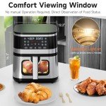 Kitchen Elite® Air Fryer Oven Stainless Steel, XL 8.5QT Large Airfryer with View Window, 10 one-touch Functions, Precise Temp Control, 90% Less Oil, Rapid Heating, Roast, Dehydrate, 1700W [Enhanced]