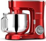 COOKLEE Stand Mixer, 9.5 Qt. 660W 10-Speed Electric Kitchen Mixer with Dishwasher-Safe Dough Hooks, Flat Beaters, Wire Whip & Pouring Shield Attachments for Most Home Cooks, Ruby Red