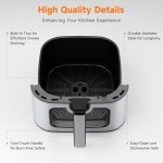 Kitchen Elite® Air Fryer Oven Stainless Steel, XL 8.5QT Large Airfryer with View Window, 10 one-touch Functions, Precise Temp Control, 90% Less Oil, Rapid Heating, Roast, Dehydrate, 1700W [Enhanced]