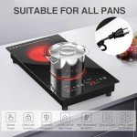 Electric Cooktop 2 Burners,110v Electric Stove Top,ANHANE Infrared Burner 12 Inch Built-in Double Induction Cooktop,20 Temperature,Compatible for All Cookware with Plug