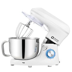 Kitchen in the box Stand Mixer, 6.5QT 660W Kitchen Electric Mixer, 6-Speed Tilt-Head Food Mixer with Dough Hook, Wire Whip, Beater, Dishwasher Safe (White)