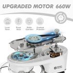 Kitchen in the box Stand Mixer, 6.5QT 660W Kitchen Electric Mixer, 6-Speed Tilt-Head Food Mixer with Dough Hook, Wire Whip, Beater, Dishwasher Safe (White)