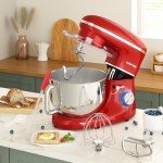 CHeflee Stand Mixer,600W 6+P With 6.5QT Stainless Steel Bowl,Dough Hook, Wire Whip & Beater,for Most Home Cooks,Red