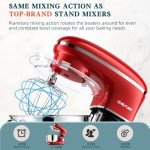 CHeflee Stand Mixer,600W 6+P With 6.5QT Stainless Steel Bowl,Dough Hook, Wire Whip & Beater,for Most Home Cooks,Red