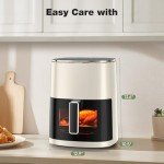 Sweetcrispy 6QT Air Fryer with Window, Square Airfryer Oven 12-in-1 for Family, 400°F Rapid Air Crispy Technology, Roast Bake Dehydrate, Nonstick & Easy-Clean Basket,Off-White