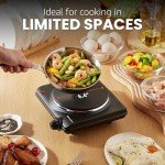 Elite Gourmet ESB-301BF Countertop Single Cast Iron Burner, 1000 Watts Electric Hot Plate, Temperature Controls, Power Indicator Lights, Easy to Clean, Black