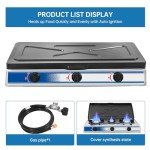 Propane Gas Cooktop 3 Burner Gas Stove Portable Gas Stove Stainless Steel Stove Three Burner Auto Ignition CampingThree Burner LPG for RV, Apartment, Outdoor