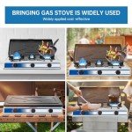Propane Gas Cooktop 3 Burner Gas Stove Portable Gas Stove Stainless Steel Stove Three Burner Auto Ignition CampingThree Burner LPG for RV, Apartment, Outdoor