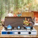 Propane Gas Cooktop 3 Burner Gas Stove Portable Gas Stove Stainless Steel Stove Three Burner Auto Ignition CampingThree Burner LPG for RV, Apartment, Outdoor
