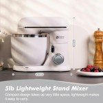 Kitchen in the Box Stand Mixer, 3.5QT Two Bowls Small Kitchen Electric Mixer, 10-Speed Portable Lightweight with Matte Finish, Egg Whisk, Dough Hook, Beater (Frost White, 3.5QT)